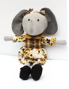 Girl Elephant Doll featured in the Make A Friend - Elena Elephant Sewing Pattern by Jennifer Jangles