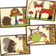 Hedgehog, Fox, Squirrel, and Owl placemats included in A Walk in the Woods Fall Placemat Applique Sewing Pattern by Jennifer Jangles