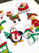 Reindeer, Sleigh, Penguin, Elf, and Polar Bear Felt Ornaments included in the 12 Felt Holiday Ornaments Sewing Pattern Kit by Jennifer Jangles