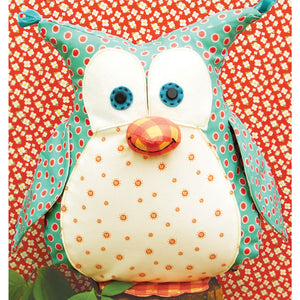 Stuffed owl toy featured in the Okey Dokey Owl Softie Sewing Pattern by Jennifer Jangles