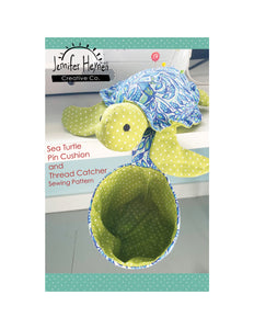 Sea Turtle Pin Cushion and Thread Catcher Sewing Pattern - Digital
