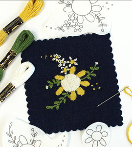 Daisies Bouquet Stick and Stitch Embroidery Kit