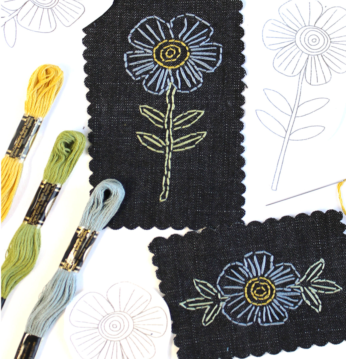 Blue Flowers Stick and Stitch Embroidery Kit – Jennifer Heynen Creative Co.