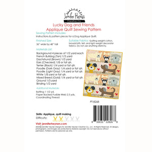 Lucky and Friends Dog Applique Quilt Pattern - PDF Digital File