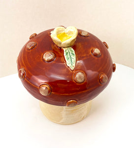 Ceramic - Handmade Toadstool Jar with Hidden Pincushion