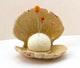 Ceramic - Handmade Clam Shell Pincushion - Speckeled White