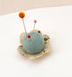 Ceramic - Handmade Flower Pincushion - Speckled White