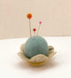 Ceramic - Handmade Flower Pincushion - Speckled White