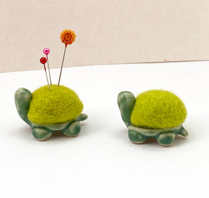 Ceramic - Handmade Tiny Turtle Pincushion