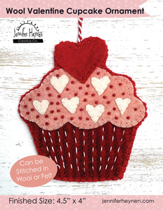 Wool Valentine Cupcake Ornament  Sewing Pattern