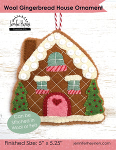 Wool Gingerbread House Ornament  Sewing Pattern