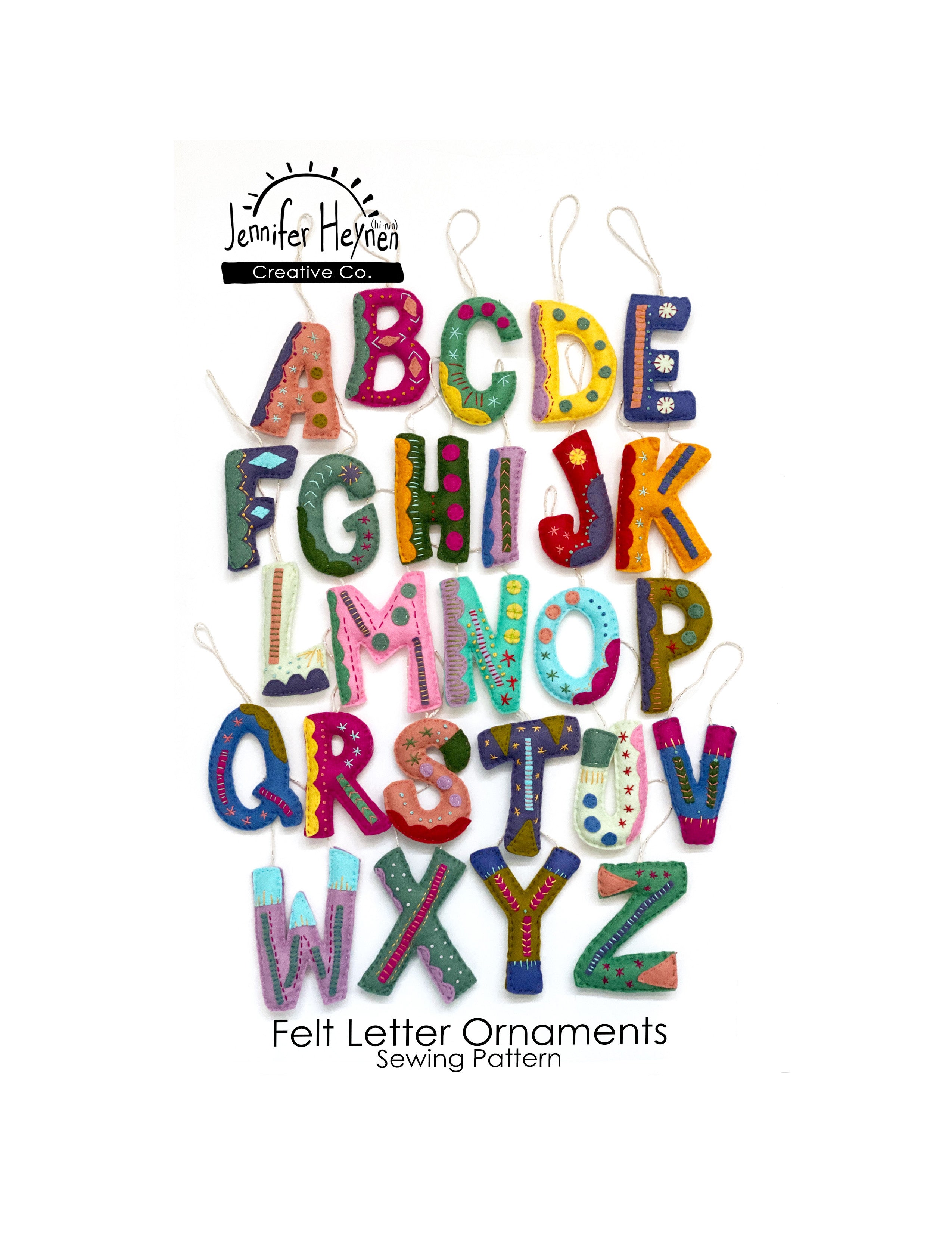 Felt Letter Ornaments Sewing Pattern - Digital – Jennifer Heynen ...
