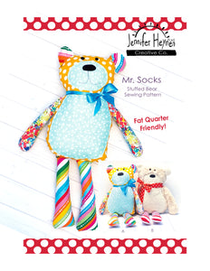 Mr. Socks Stuffed Bear Sewing Pattern - Digital