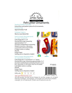 Felt Letter Ornaments Sewing Pattern - Digital