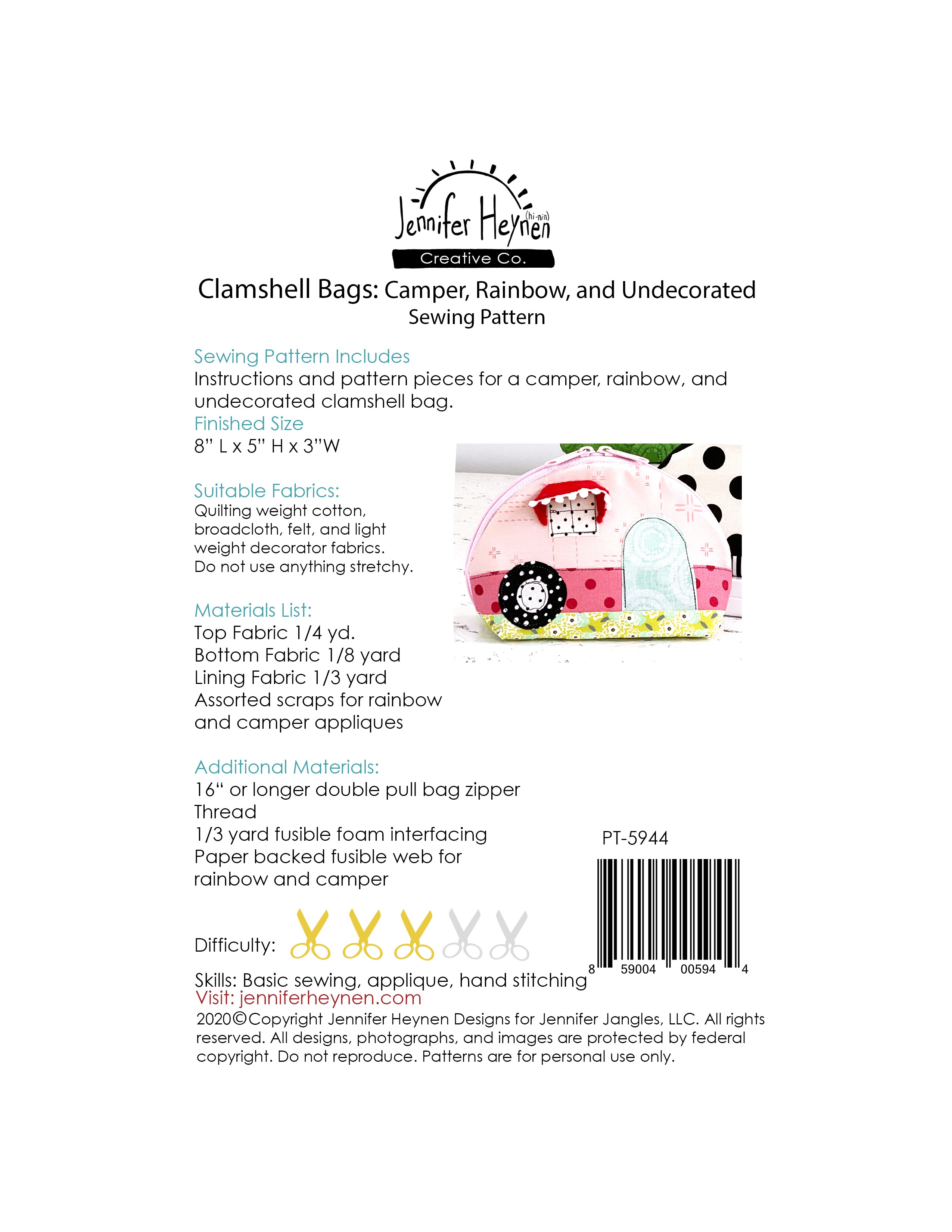 Clam Shell Bag Pattern Clamshell Bags Sewing Pattern - Camper, Rainbow, and Undecorated - Dig ...