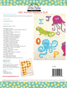 ABC Animals Applique Quilt Sewing Paper Pattern