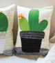 Close up of finished cactus accent pillow made from the Cactus Applique Pillows Sewing Pattern by Jennifer Jangles