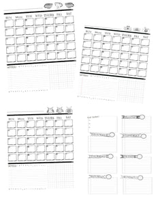 PDF Printable - Calendar and Planner Pages -Sewing Pattern by Jennifer Jangles