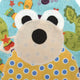 Close up of appliquéd face of bear featured in the Quincy and Maggie Bear Softie Sewing Pattern by Jennifer Jangles