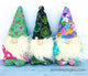 Flamingo + pineapple gnome, shamrock gnome, Easter egg and bunny gnome featured in the Holiday Gnome Softie Sewing Pattern by Jennifer Jangles