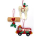 Tooth, bandaid, & firetruck ornaments included in the Fireman, Nurse, and Dentist Felt Holiday Ornaments Sewing Pattern by Jennifer Jangles