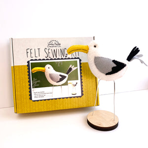 Herring Gull Felt Sewing Kit with Wood Base