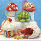 Mushroom, Crab, Turtle, Cupcake drawstring bags featured in the Little Ditties Bags Sewing Pattern by Jennifer Jangles