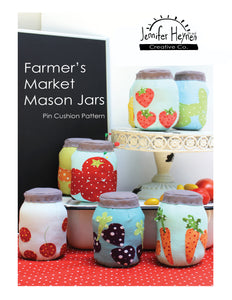 Farmer's Market Mason Jars Pin Cushion Sewing Pattern