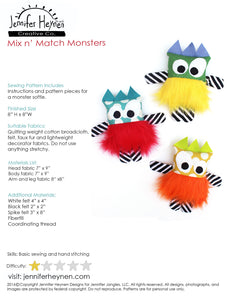 Mix n Match Monsters Sewing Pattern