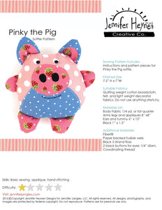 Pinky the Pig Softie Sewing Pattern