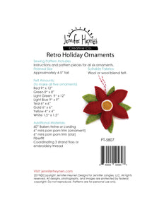 Retro Holiday Felt Ornaments Sewing Pattern - Digital