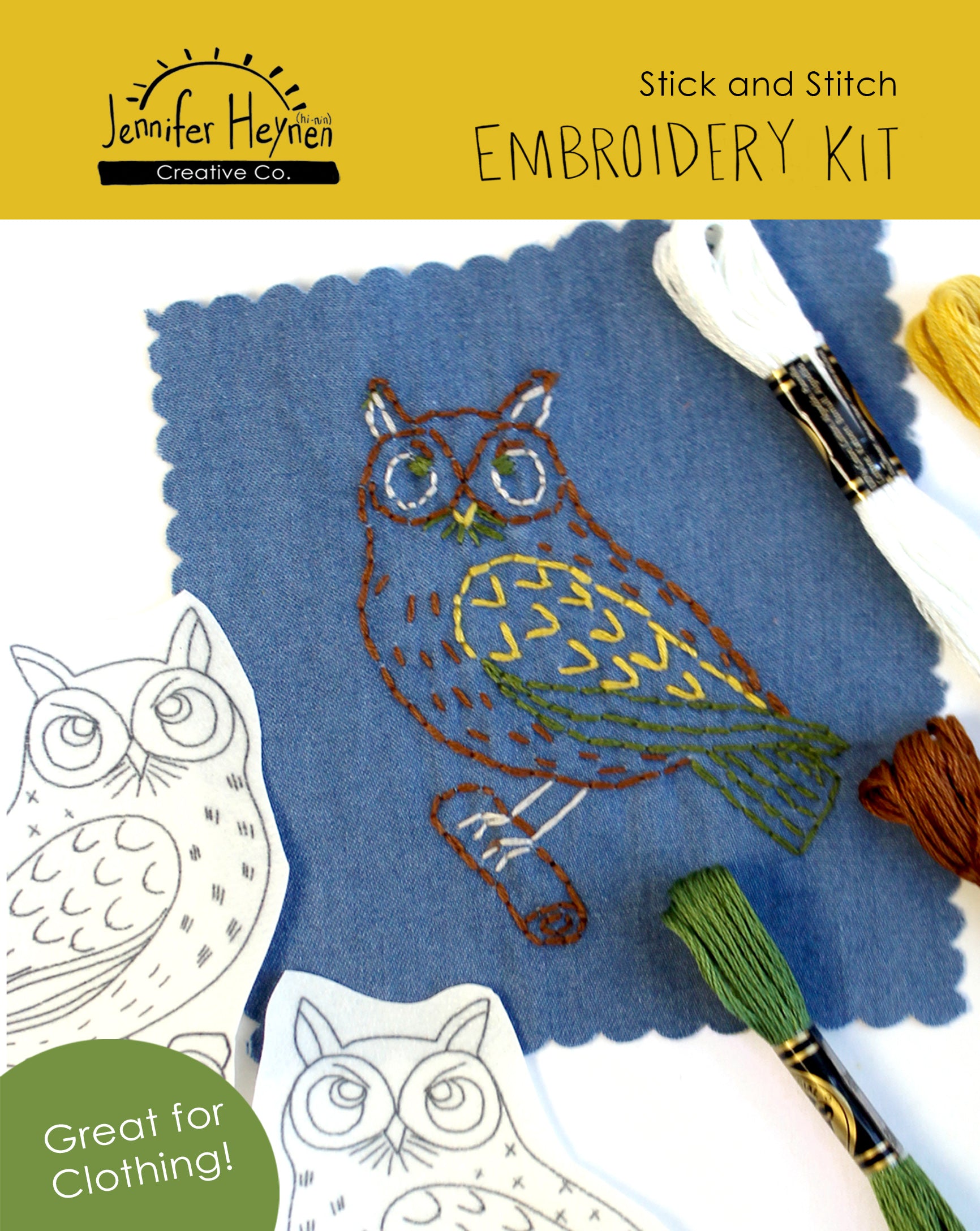 Owls Stick and Stitch Embroidery Kit – Jennifer Heynen Creative Co.