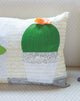 Close up of finished cactus accent pillow made from the Cactus Applique Pillows Sewing Pattern by Jennifer Jangles