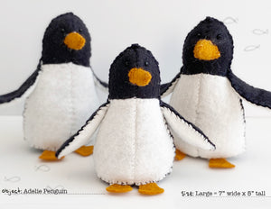 Adelie Penguins Felt Sewing Pattern PDF